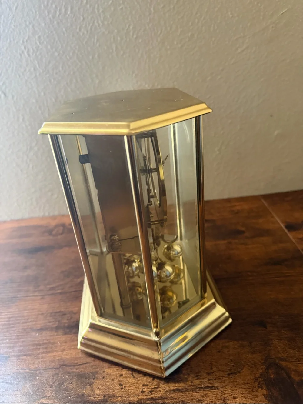 Elgin Gold-Tone Glass Mantel Clock